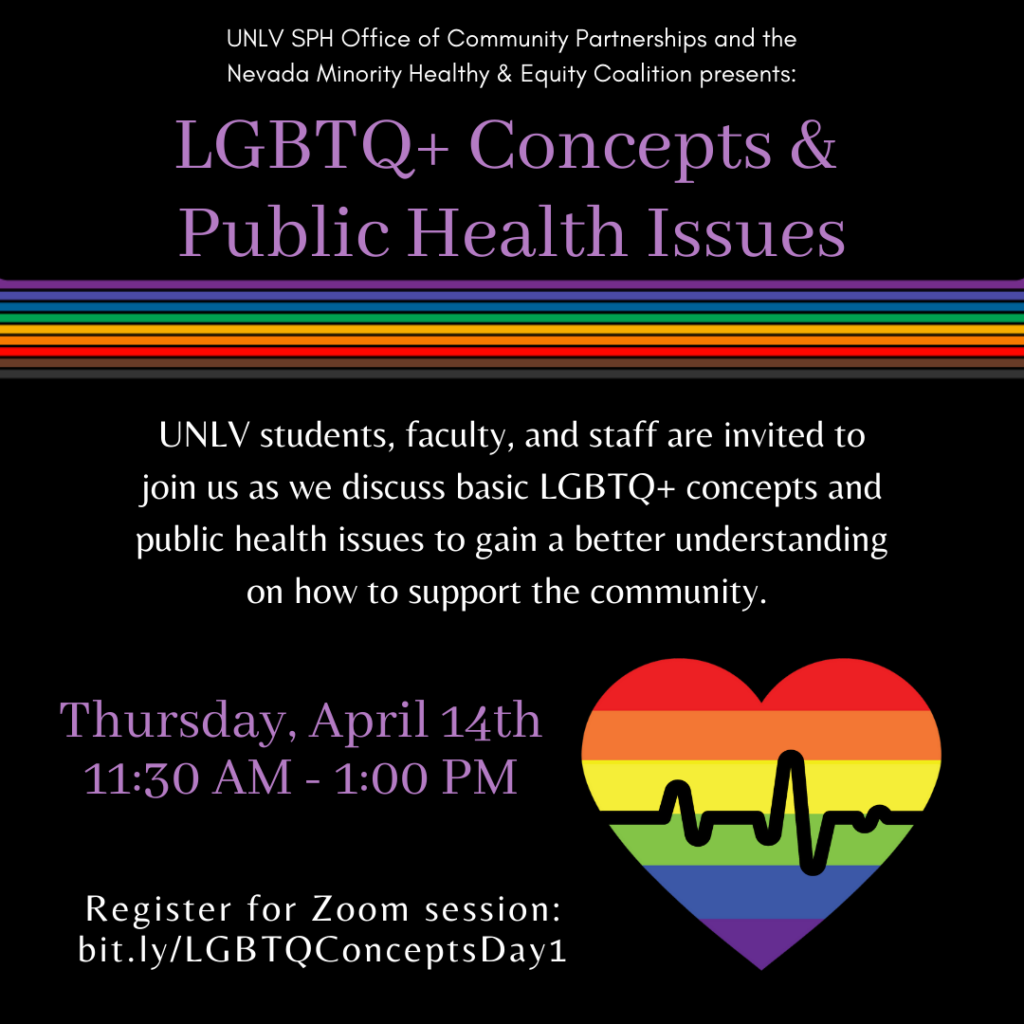 Flyer for LGBTQIA+ concepts and public health issues